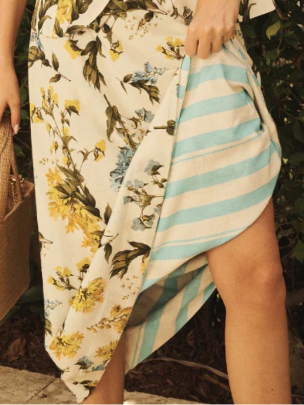 Mestiza New York Convertible Floral and Striped A-Line Skirt New Size Small - Picture 3 of 11